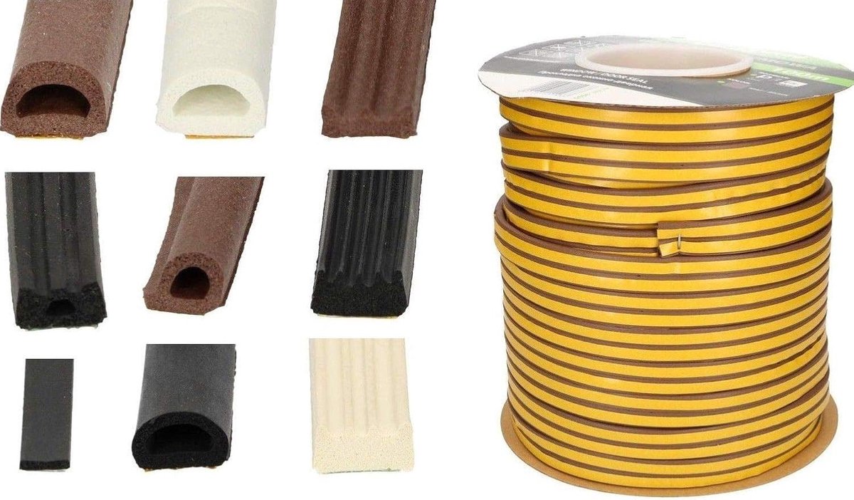 Afdichtingstape Plat - Deur Raamstrip - Tocht Isoleren - Sterk Zelfklevend - 8x2mm 10m - Zwart