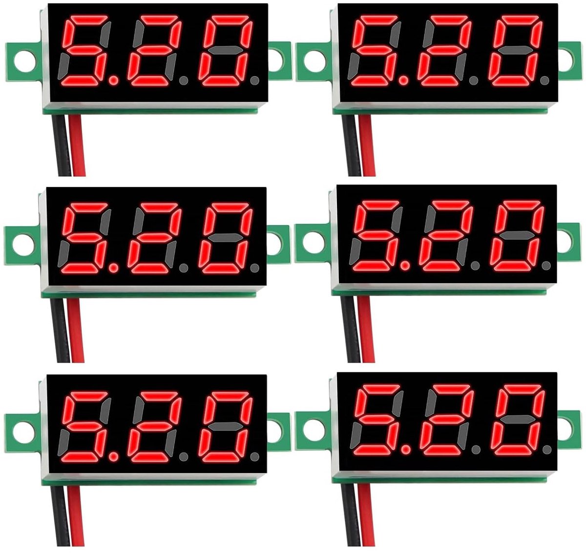 Digitale Voltmeter - Spanning Tester - Accu Controleren - Compact Dubbel Draads - DC 2.4-30V - Rood