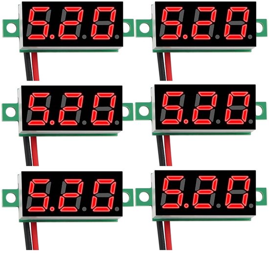 Digitale Voltmeter - Spanning Tester - Accu Controleren - Compact Dubbel Draads - DC 2.4-30V - Rood