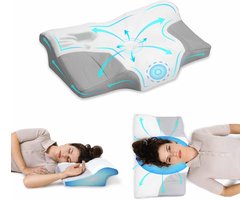 Orthopedisch Kussen - Neksteun Hoofdkussen - Comfortabel Slapen - Traagschuim Vormvast - 60x36x10-12cm