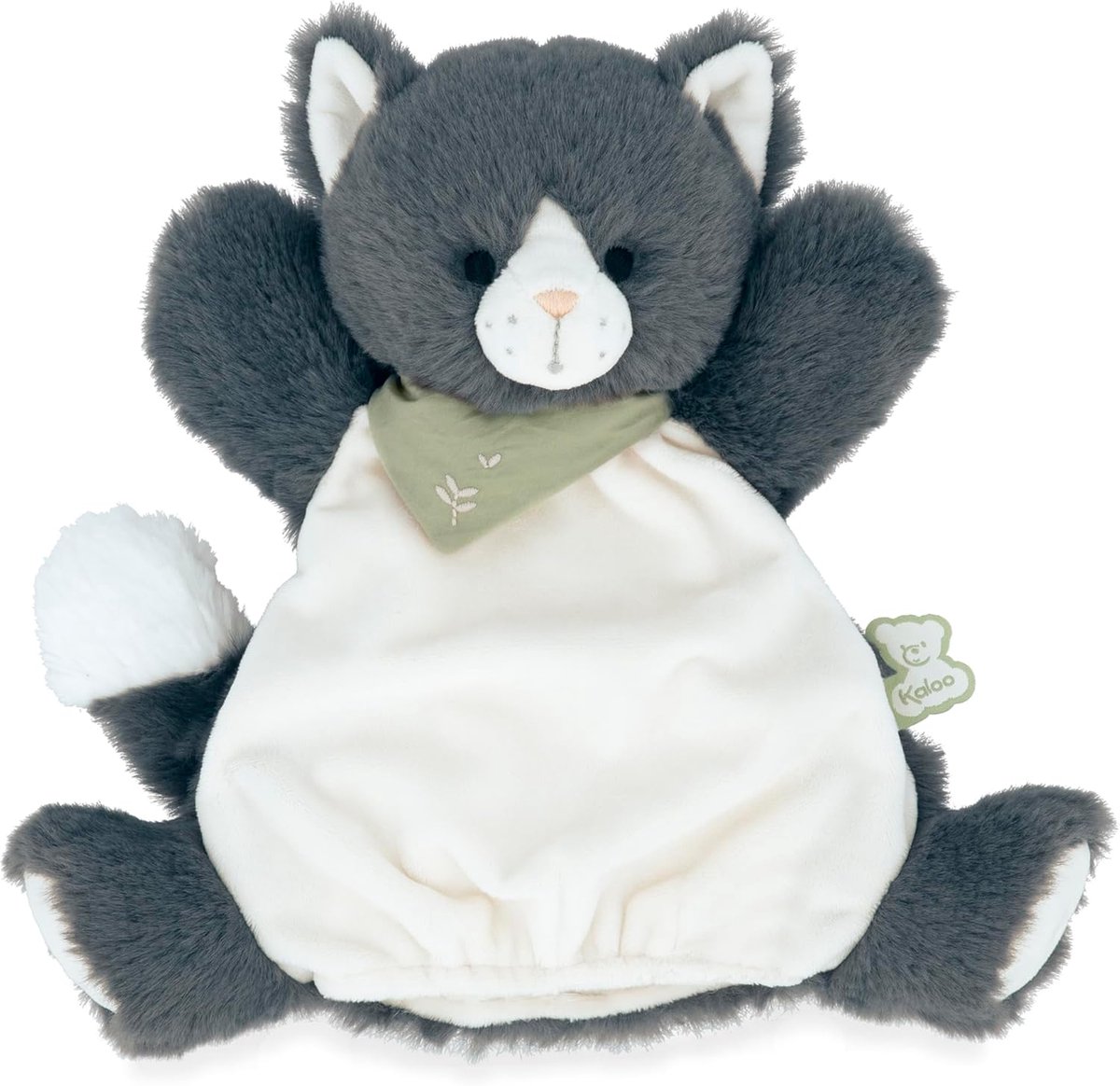Baby Handpop Kat - Pluche Dier Knuffel - Spelen en Troosten - Super Zacht Materiaal - 24 cm Hoog