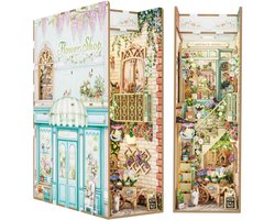 Tonecheer TQ141 Flower Shop Book Nook Bouwpakket | Miniatuur huisjes pakket modelbouw voor volwassenen | Houten 3D Puzzel | Woonkamer decoratie boekensteun | Bewegingssensor led lights verlichting | DIY boekenhouder collectie