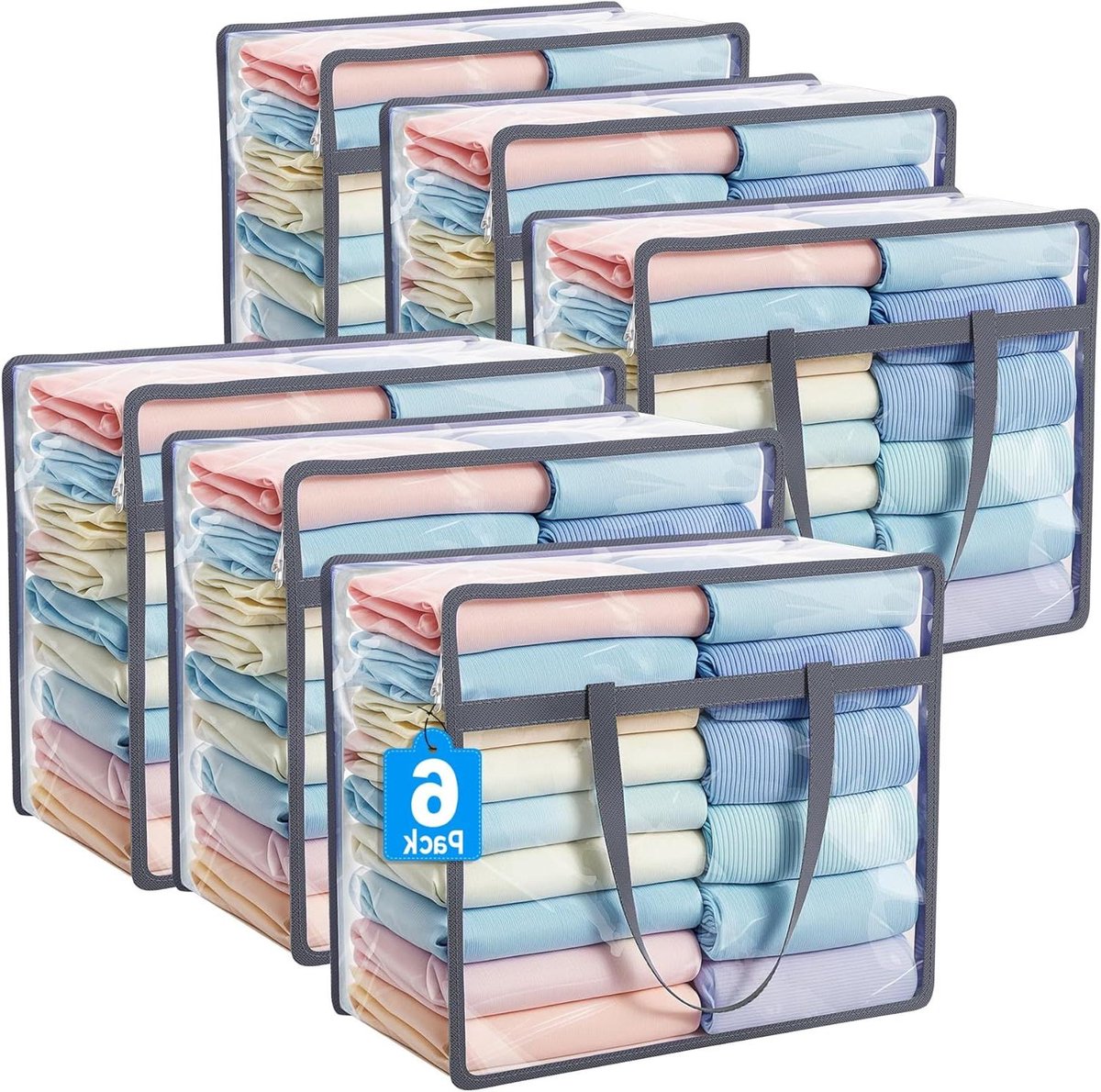 Opbergzakken Set - Kledinghoezen - Ruimte Besparen - Doorzichtig Vinyl - 40L Capaciteit - Grijs