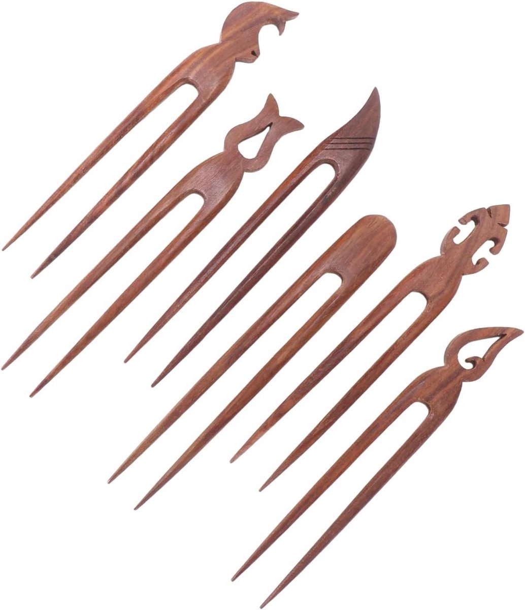 Houten Haarspelden - Japanse Spelden - Haar Styling - Vintage Design - Dubbele Stok - Bruin