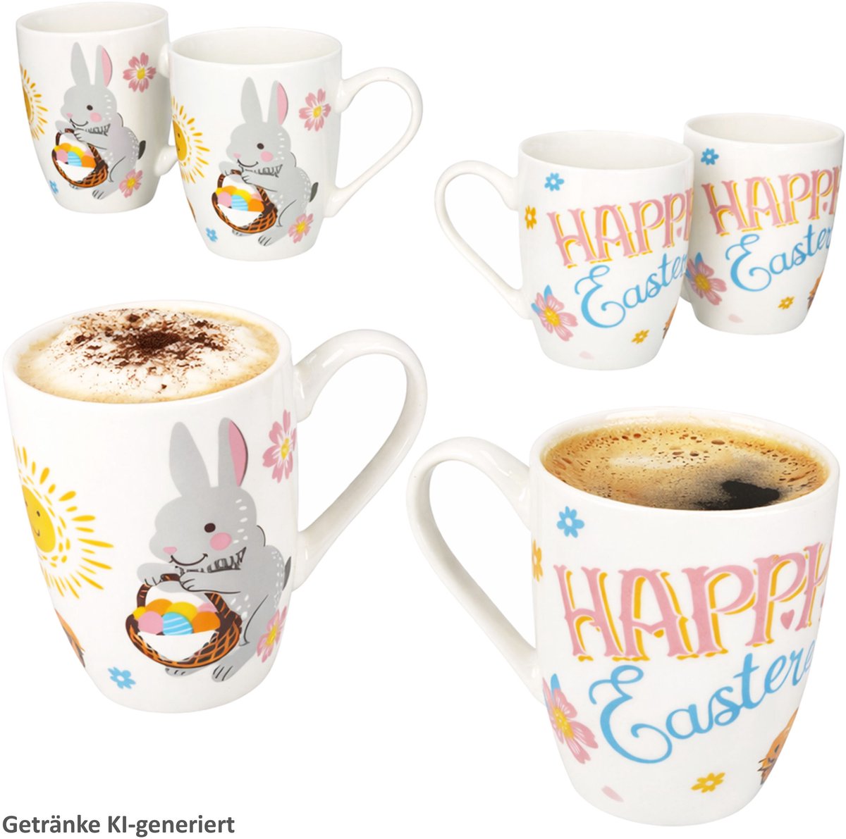 6-delige set EASTER koffiemokken van porselein – 170491430