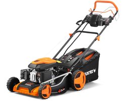 FUXTEC 4in1 Benzine Grasmaaier FX-RM5196eS - Elektrische Start - 6pk/4.4kW - 51cm Maaibreedte ,Hoogteverstelling 25mm-75mm - 4-Takt - Achterwielaandrijving, 60L Grasvanger - Mulchfunctie & Zij-uitworp