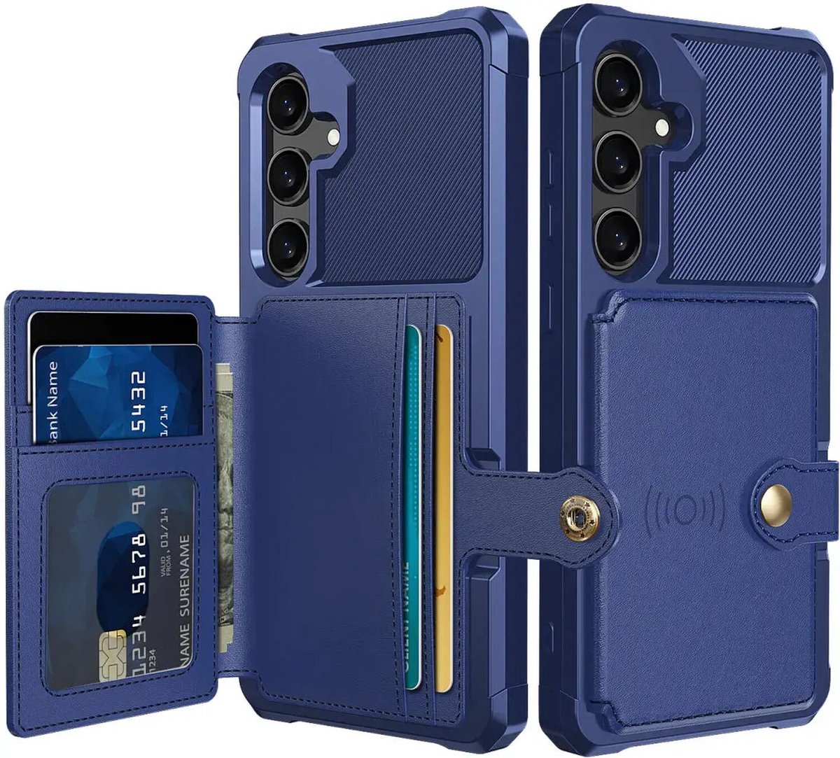 Portemonnee Hoesje Geschikt voor Samsung Galaxy A56 - Back Cover met Pasjeshouder - Telefoonhoesje voor Pinpas - Kaarthouder op Achterkant - Case met Magneet Blauw