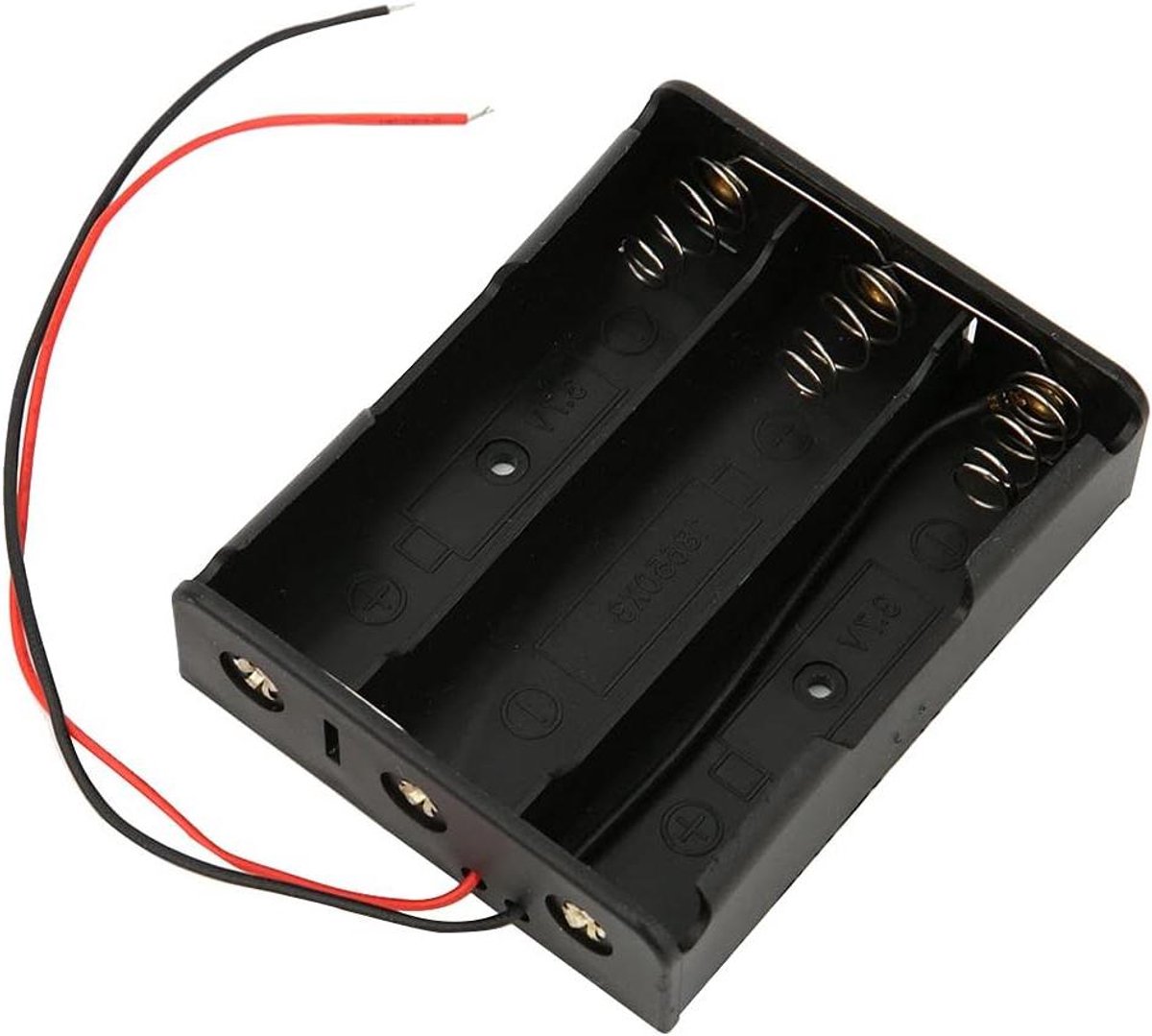 Batterijhouders 5 Stuks - Batterij Opbergdozen - DIY Projecten - Met Kabels - 76 x 6 x 21 cm - Zwart