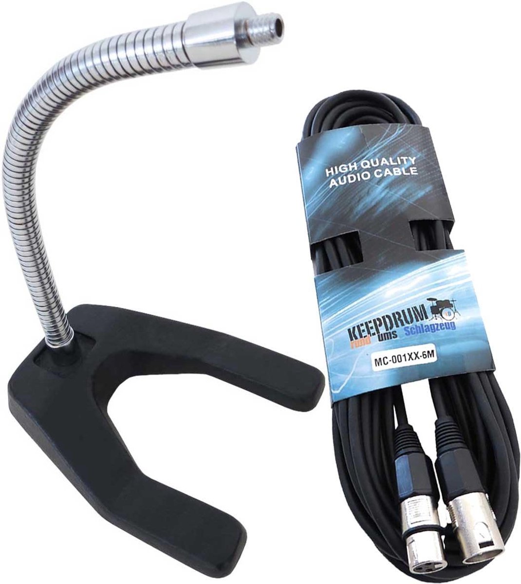 Tafelstatief Microfoon - Zwanenhals Statief - Opnemen Zingen - Zwaar Stabiel Voetstuk - 22cm Hoog - Chroom