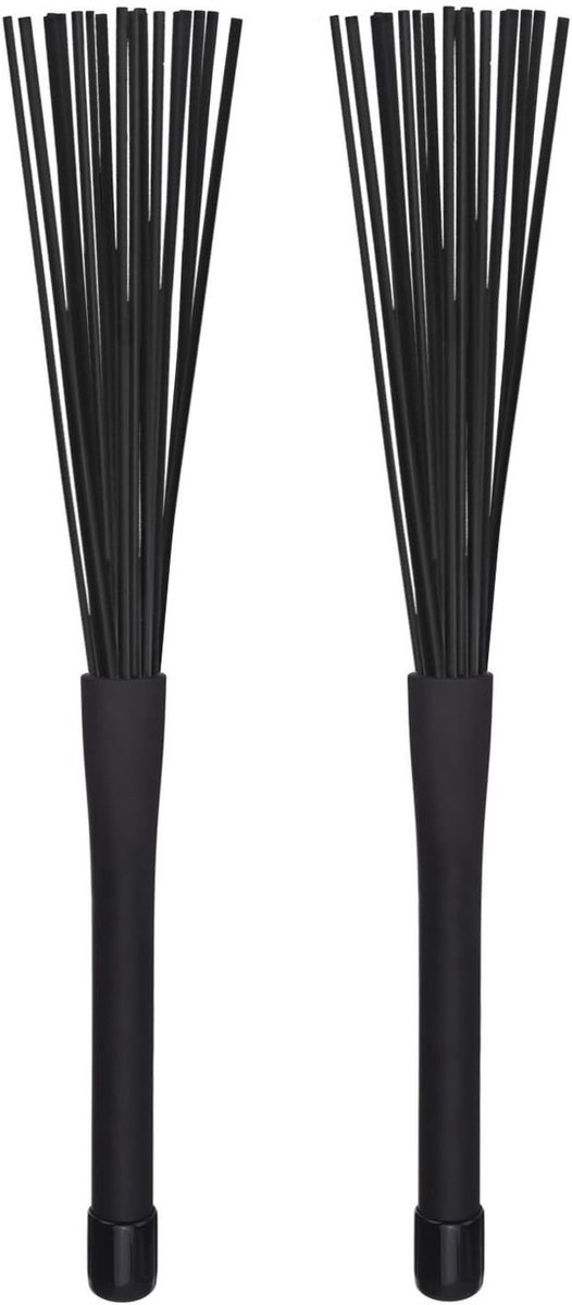 Drum Borstels - Jazz Stokken - Muziek Maken - Intrekbaar Ontwerp - 32cm Lengte - Zwart