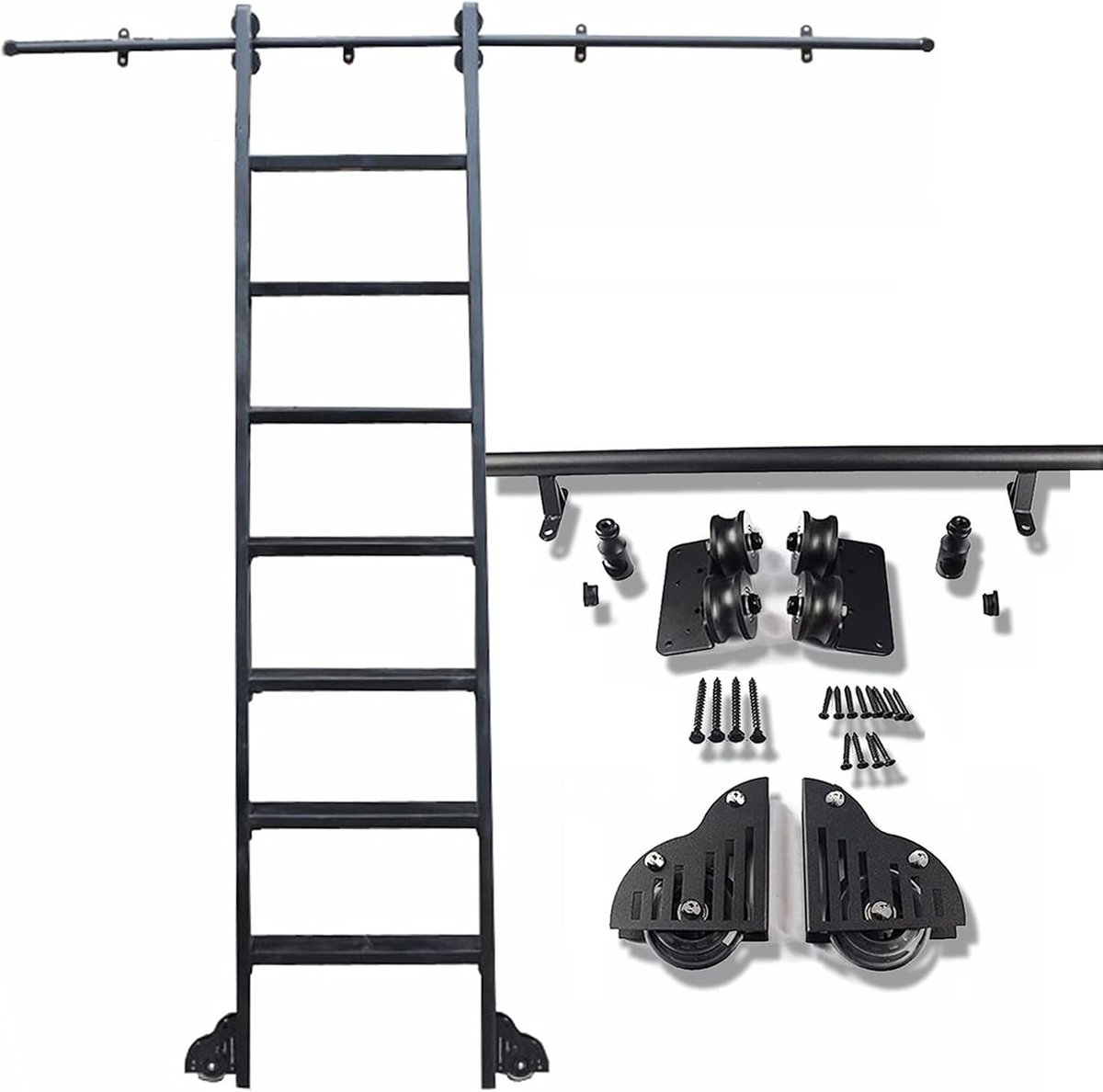 Schuifladder Hardware Set - Deurrails Kit - Zolder Toegang - Stijlvol Ontwerp - 400cm Track