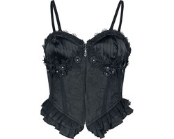 Devil Fashion Rose Jacquard Camisole Corset Dames Corsage - zwart - XS