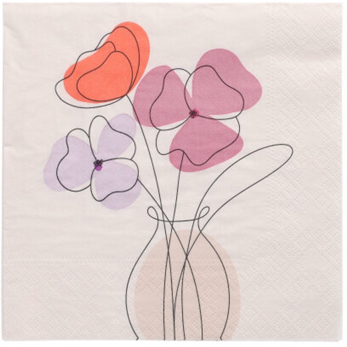 10x 20 Servetten 3-laags 1/4 vouw 33 cm x 33 cm Vase of Flowers