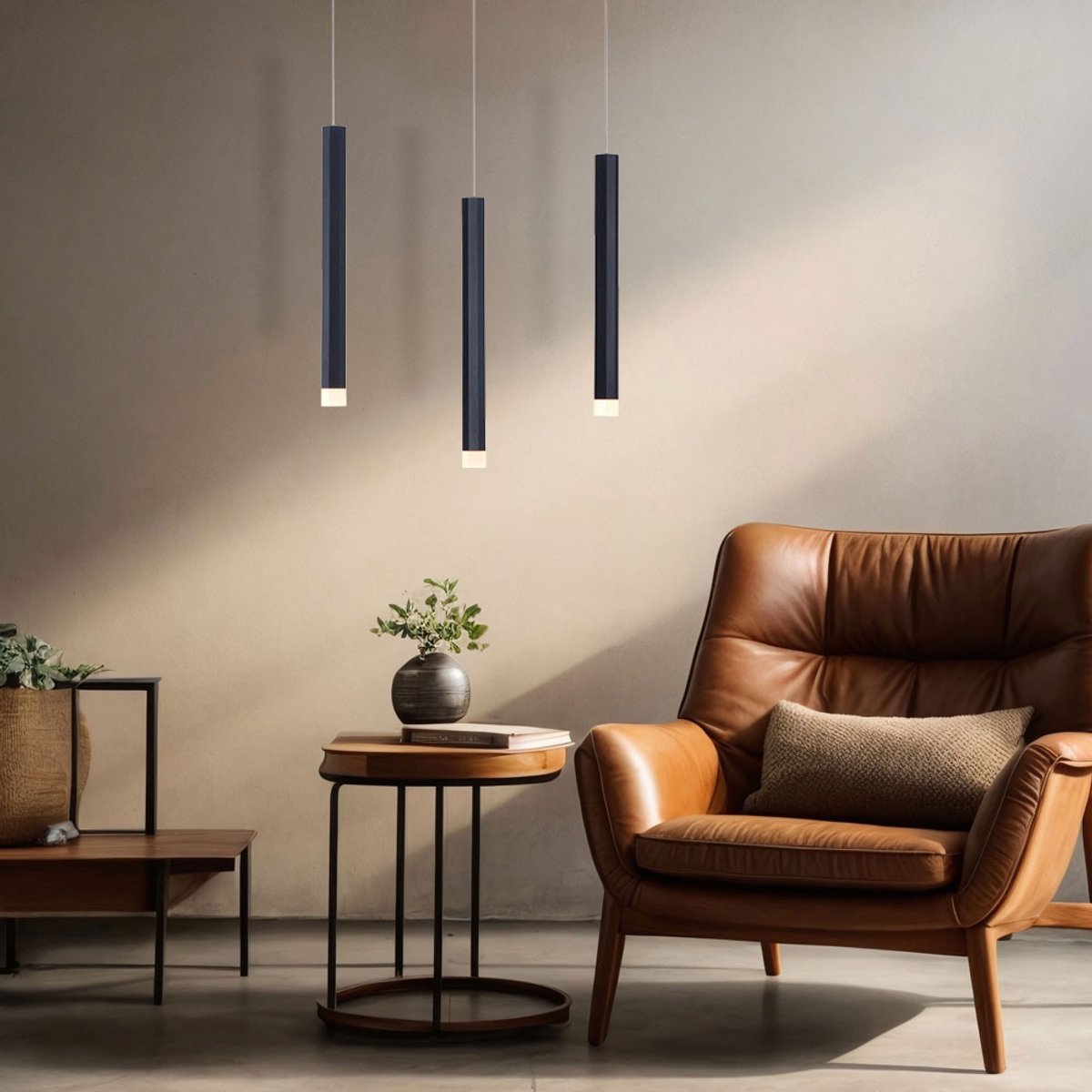 LED hanglamp Hanglamp Plafondlamp Woonkamerlamp Eetkamerlamp, metaal aluminium zwart, 18 W 1000Lm warm wit 3000K, H 120 cm