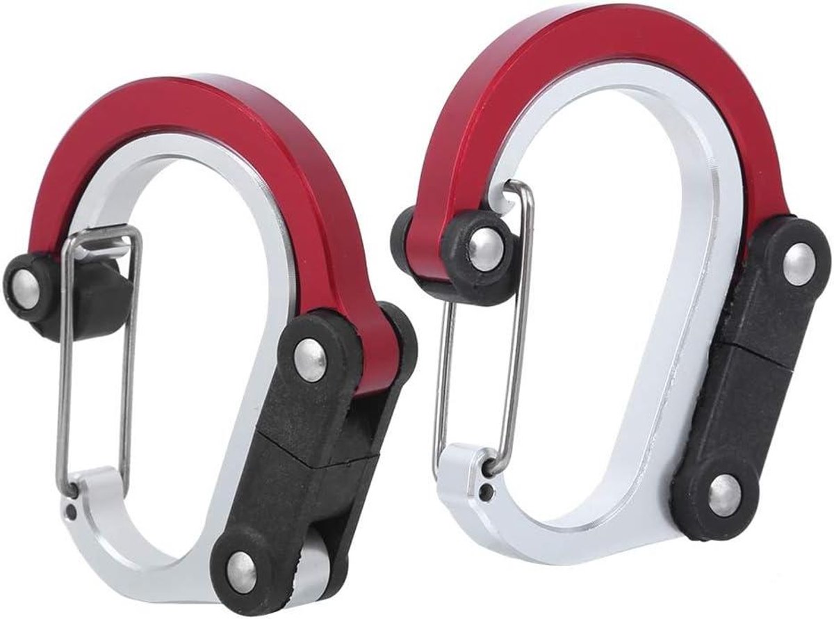 Karabijnhaak Clips - Outdoor Gesp - Kamperen Wandelen - Dubbele Vouwverbinding - Compact Formaat - Rood