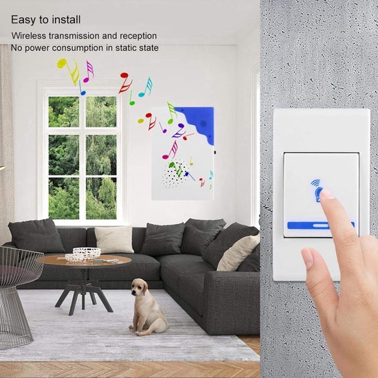 Ring Bell,ABS Slimme Deurbel 2 AA Batterijen Draadloze Deurbel,Weerbestendige Ontvanger Zender Ring Bell Chime,voor Residentieel Ziekenhuis Laboratorium — afbeelding 3