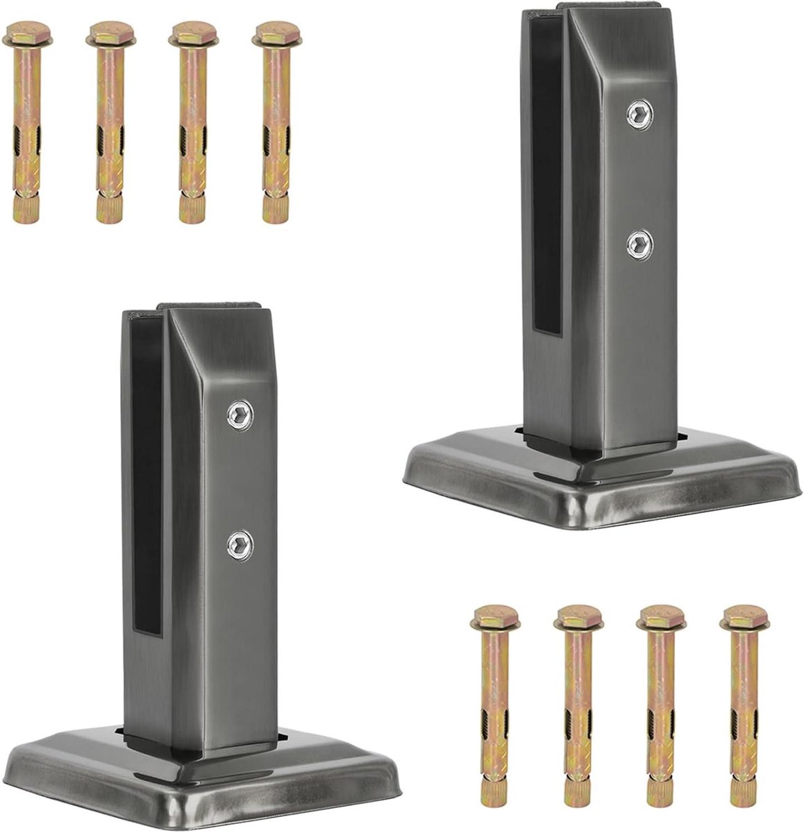 Staande glasklem - Glazen houder - Balkon hekwerk - Roestvrij staal 304 - 168 mm hoogte - Zwart