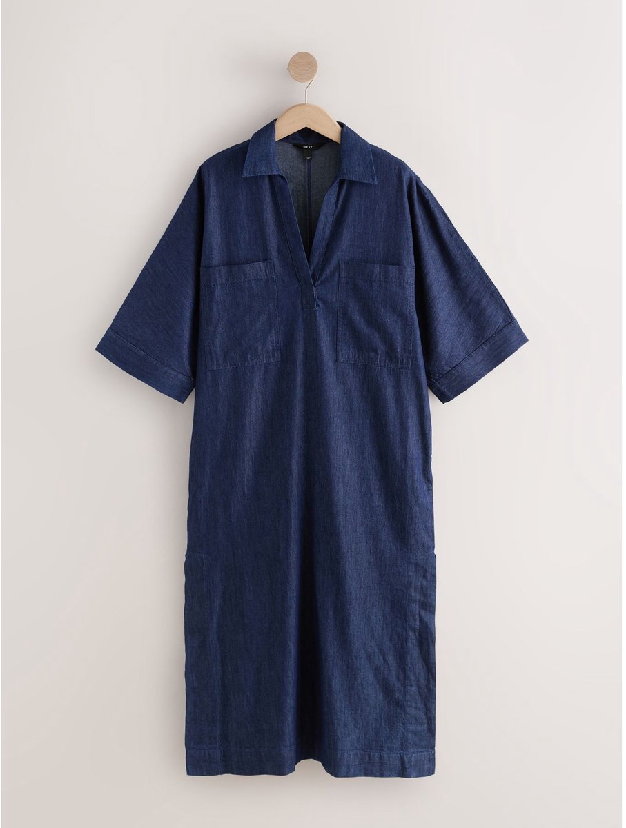 Next - Dames - Denim midi-kaftanjurk - Blauw