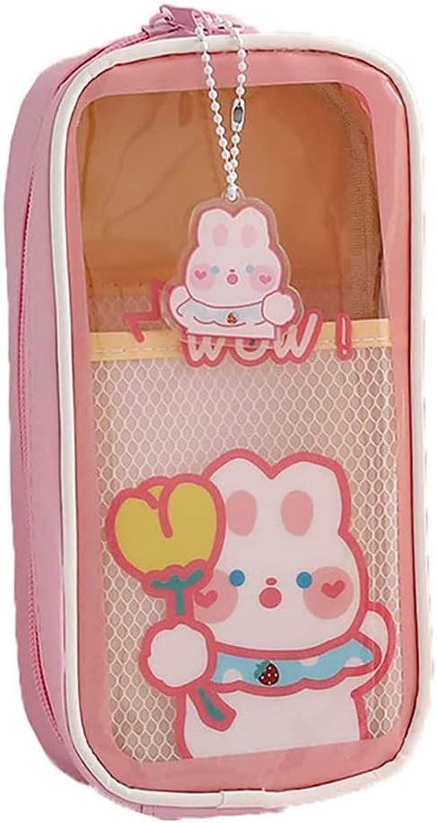 Pennenetui - Etui potloden - School en kantoor - Grote capaciteit - 21.5 cm lengte - Roze
