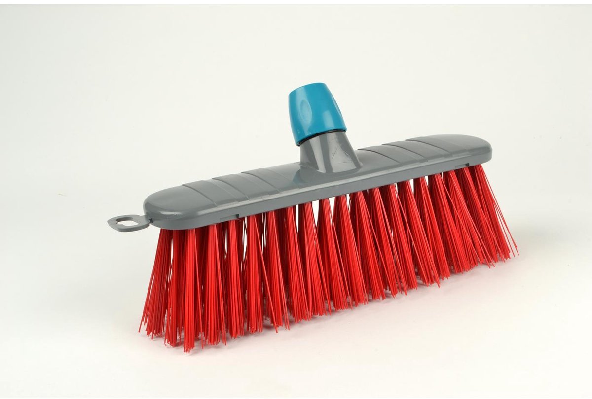 Linea Straatbezem - 32cm - kunststof - met schroefdraad - rood
