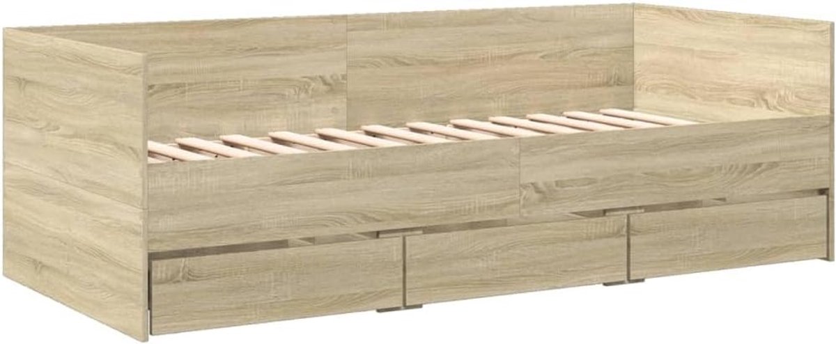 Slaapbank met lades - Bankbed logeerbed - Gasten slapen - Ruimtebesparend ontwerp - 90x200 cm - Sonoma eiken