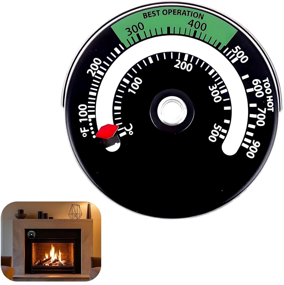 Thermometer voor Houtkachel en Haard - Magnetisch - Aluminium Legering - Temperatuurmeter 