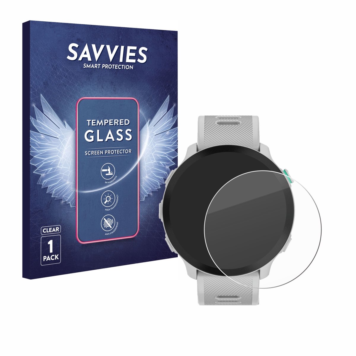 Savvies - Glas Screenprotector voor Garmin Forerunner 55 - Gehard Beschermglas 9H