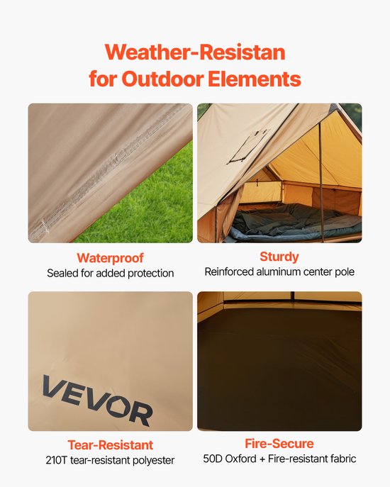 VEVOR Kampeertent Cabine Tent met Kachelaansluiting en Grondmat voor 2 Personen — afbeelding 4