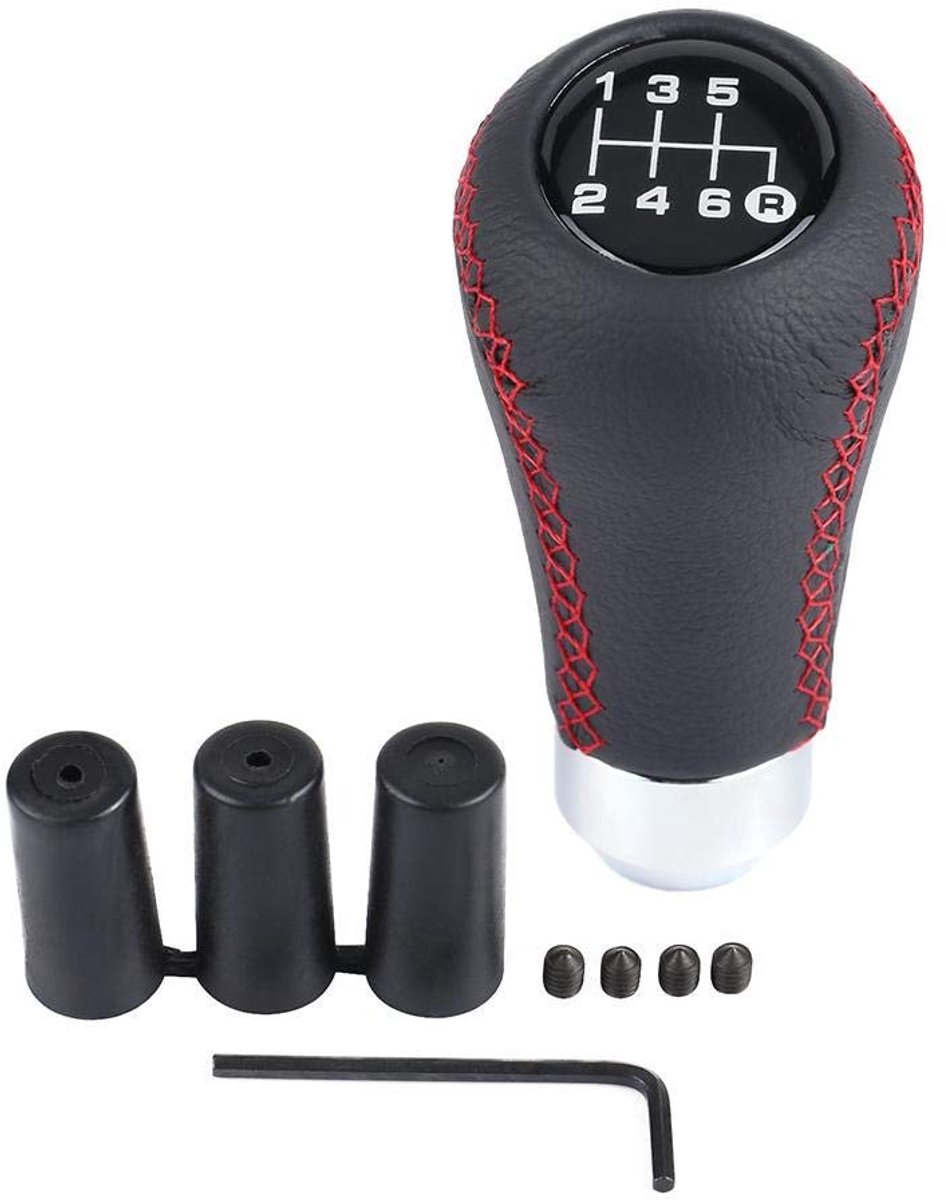 aladdien - Rode Versnellingspookknop - Handmatige Pookknop Adapter - Ergonomisch - PU Lederen - Auto Accessoire - Universele Geschiktheid - 6 Versne..
