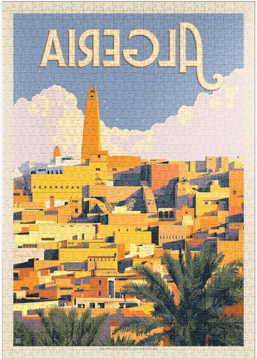 Legpuzzel Algerije - Vintage Poster Puzzel - Ontspannen Puzzelen - Hoge Resolutie Print - 1000 Stukjes - Multicolor