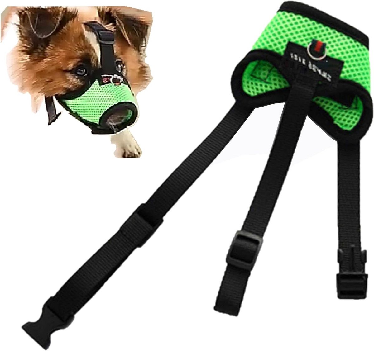 Hondenmuilkorf Nylon - Mondbescherming Hond - Voorkomen Bijten Blaffen - Drinkbaar Ademend Gaas - XXL - Groen
