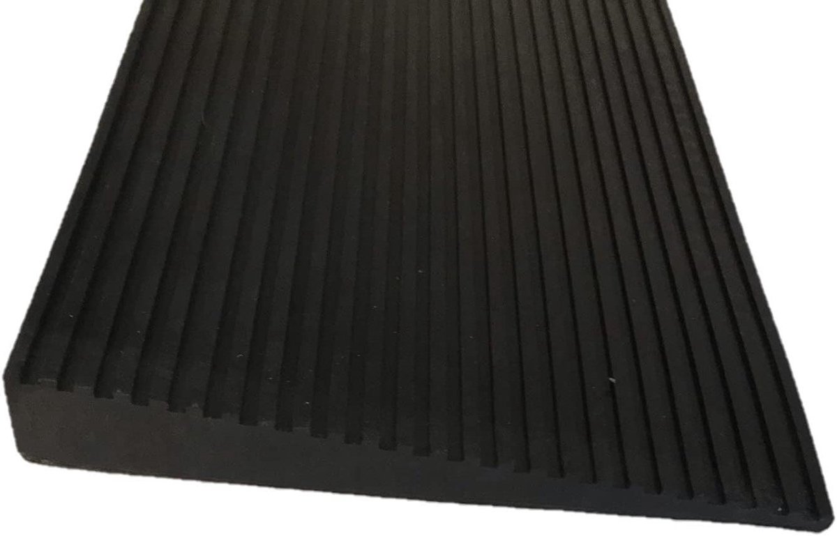 Drempelhulp Rubber - Oprijplaat Stoep - Obstakels Overbruggen - Antislip Materiaal - 25 x 150 mm - Zwart