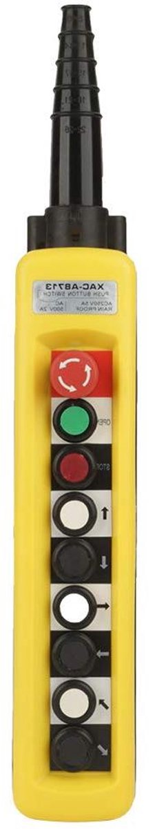 Hangende Controller - Hefschakelaar Kraan - Lift en Kraan - Noodstop Inclusief - 500V 5A - Zwart