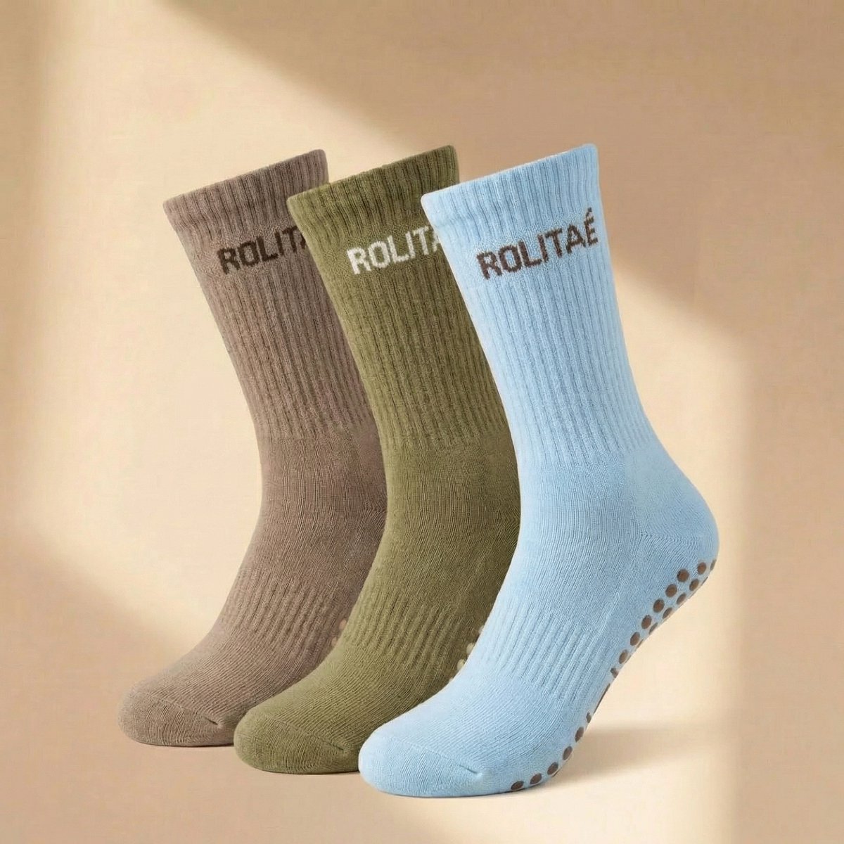 Rolitaé Yoga & Pilatessokken Triple Pack | Colours | 3 Paar Anti-Slip Gripsokken | Maat 39-42