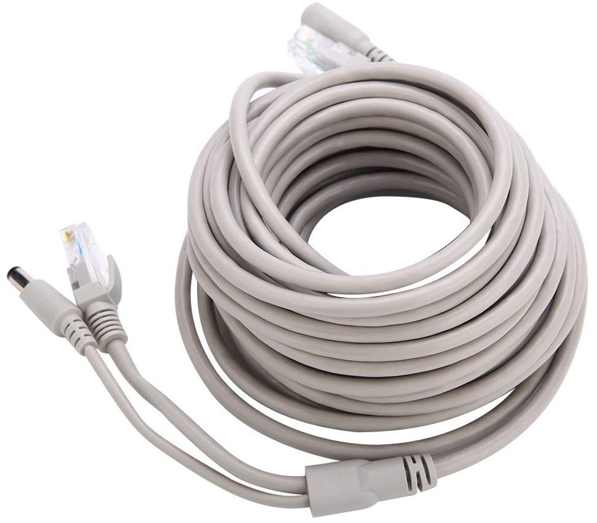 Ethernet CCTV Kabel - Netwerkkabel Stroomkabel - IP Camera Voeden - RJ45 en DC Connector - 10 meter - Zwart