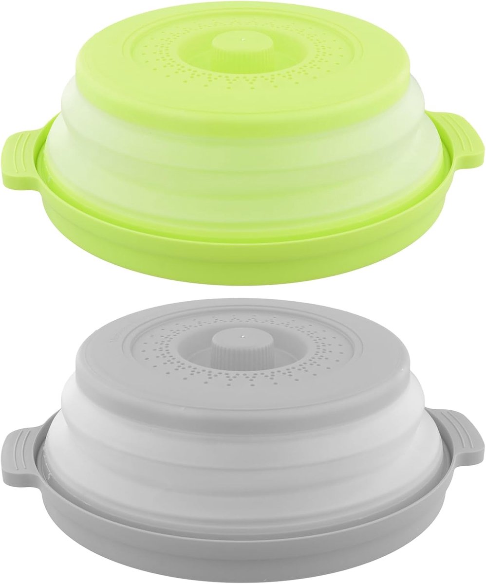 2 Stuks Vouwbare Magnetron Deksel - Voedsel Dekking - Magnetron Spetterdeksel met Silicone Handvat voor Keuken Dishes