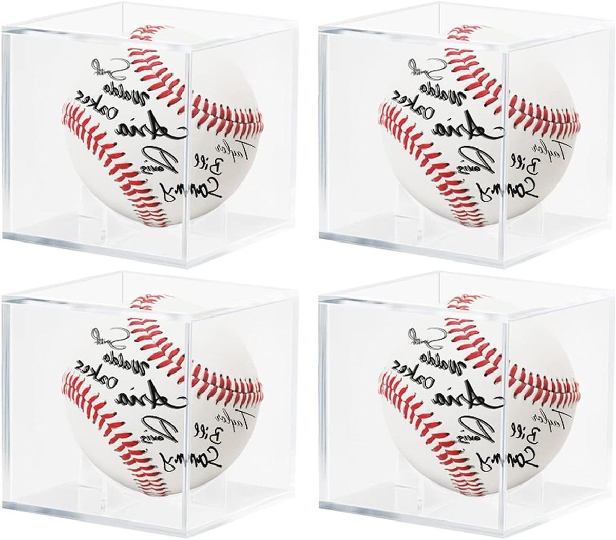 Honkbalvitrines - Bal display - Souvenirs tonen - UV-beschermd frame - 4 stuks - Transparant