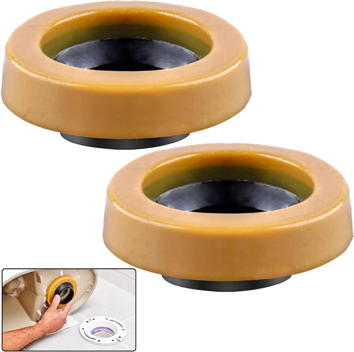 Wc-wasring - Toiletring afdichting - Lekkage voorkomen - Aanpasbaar voor 3" en 4" pijpen - 2 stuks - Grijs