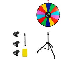 Gelukswiel - Draaiwiel Prijzenwiel - Feesten en Promoties - Opvouwbare Driepoot Standaard - 64 cm Wiel - Zwart