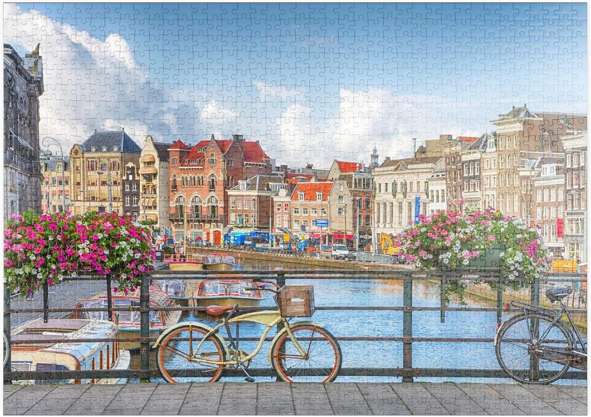 Legpuzzel Grachten Amsterdam - Puzzel Unesco Werelderfgoed - Ontspanning Thuis - Hoge Resolutie Print - 1000 Stukjes - Multicolor