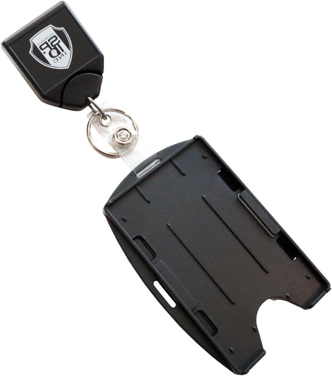 Badgehouder met Reel - Kaarthouder ID - Veilig ID Tonen - Dubbele Kaarthouder - 28 inch Intrekbaar - Zwart