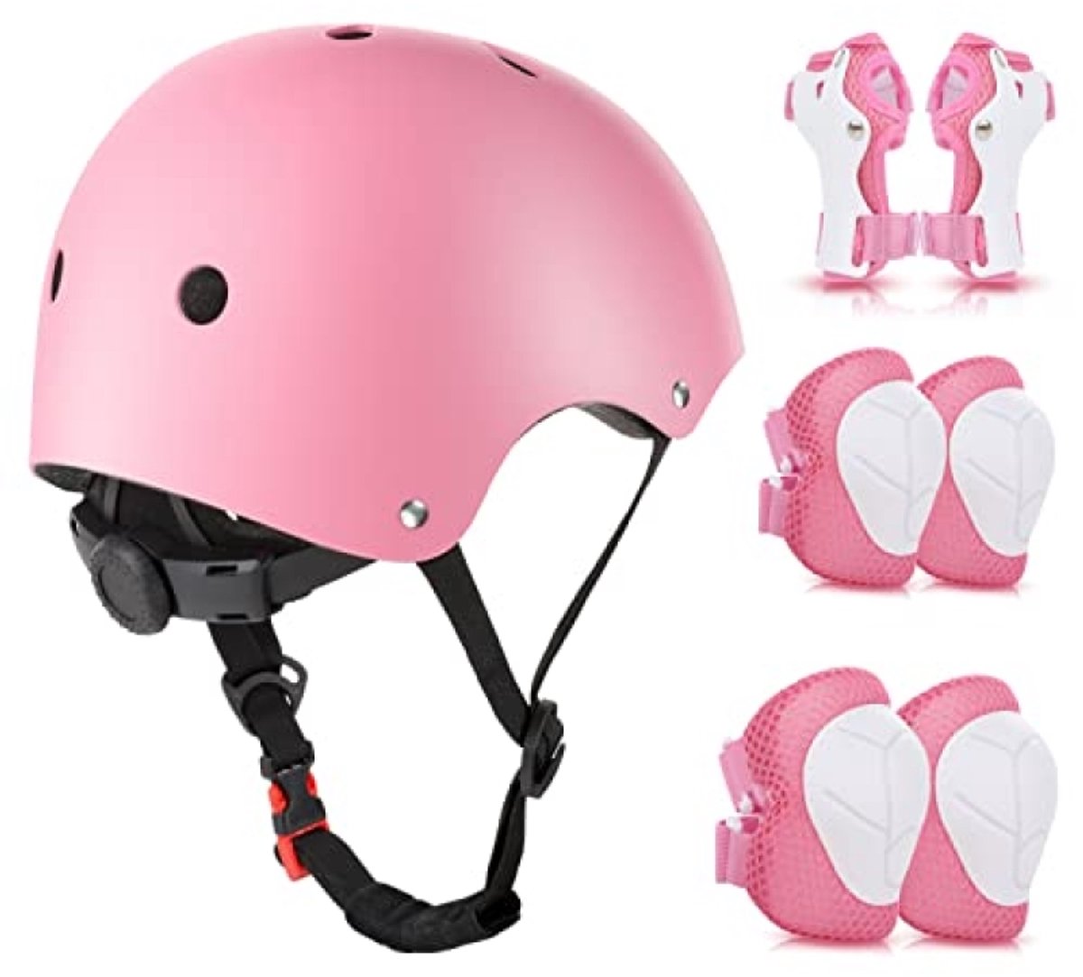 Kinderbeschermingsset met helm - Compleet pakket voor veilig buitenspelen - Roze