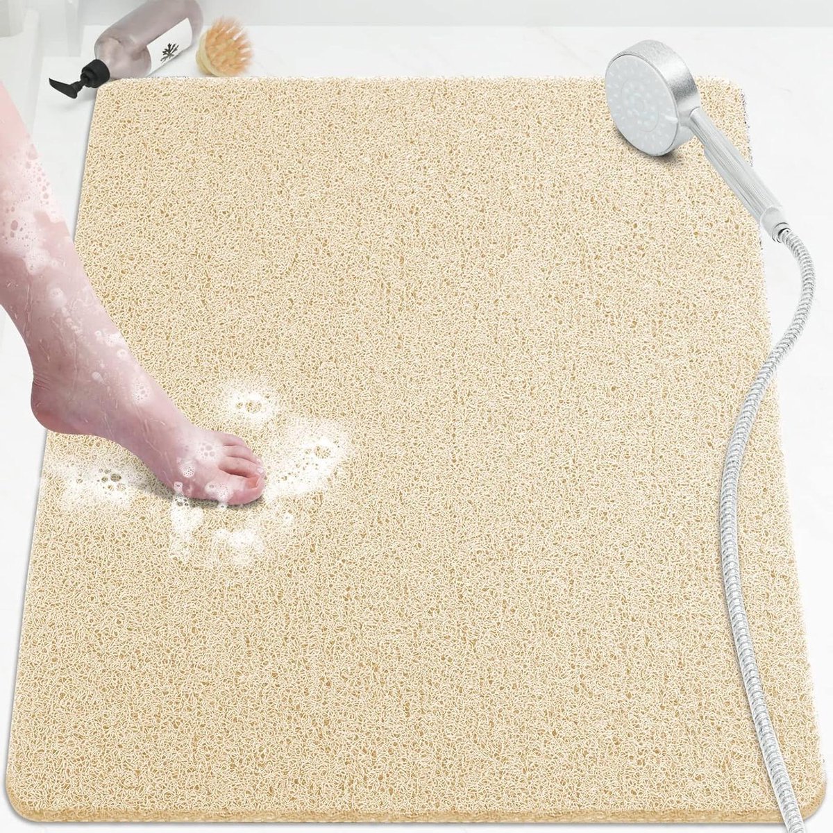 Douchemat Antislip - Badmat Zacht - Veilig Douchen - Geen Zuignappen - 81 x 61 cm - Kaki