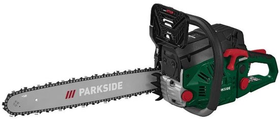 PARKSIDE® Benzine kettingzaag 1,8 kW (2,4 pk) - Kettingsnelheid: 22,1 m/s - Zaaglengte: ca. 36 cm - Onderhoudsvrije ontsteking met trekstarter - Anti-vibratieapparatuur - Terugslagrem „Anti Kickback“