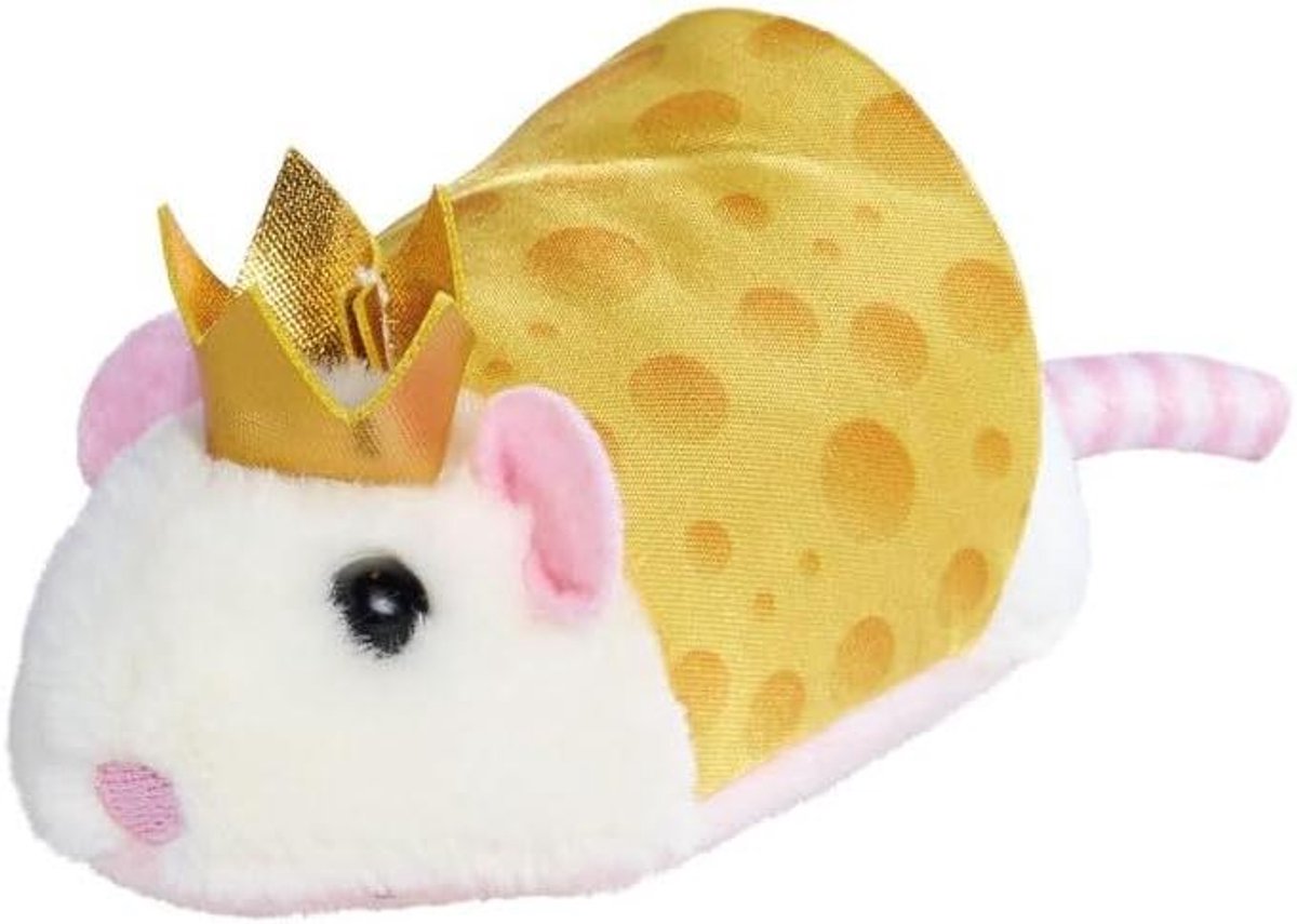 Pluche Kaaskoningen - Knuffelmuizen Speelgoed - Kinderkamer Avonturen - Pull-back Functie - 16 cm - Wit of Grijs