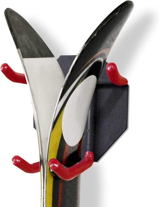 Ski Opbergrek - Skihouder Skistokkenhouder - Skiuitrusting Organiseren - Metalen Frame Gewatteerde Haken - Voor 2 Paar Ski's - Meerkleurig