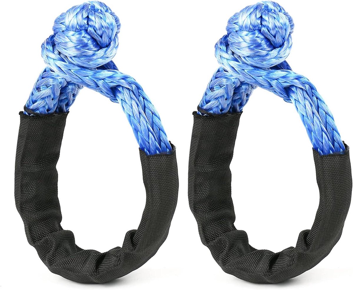 Synthetische Shackle Touwen - Sleepkabels Offroad - Voertuig Berging - 17T Breekweerstand - 2 stuks - Blauw