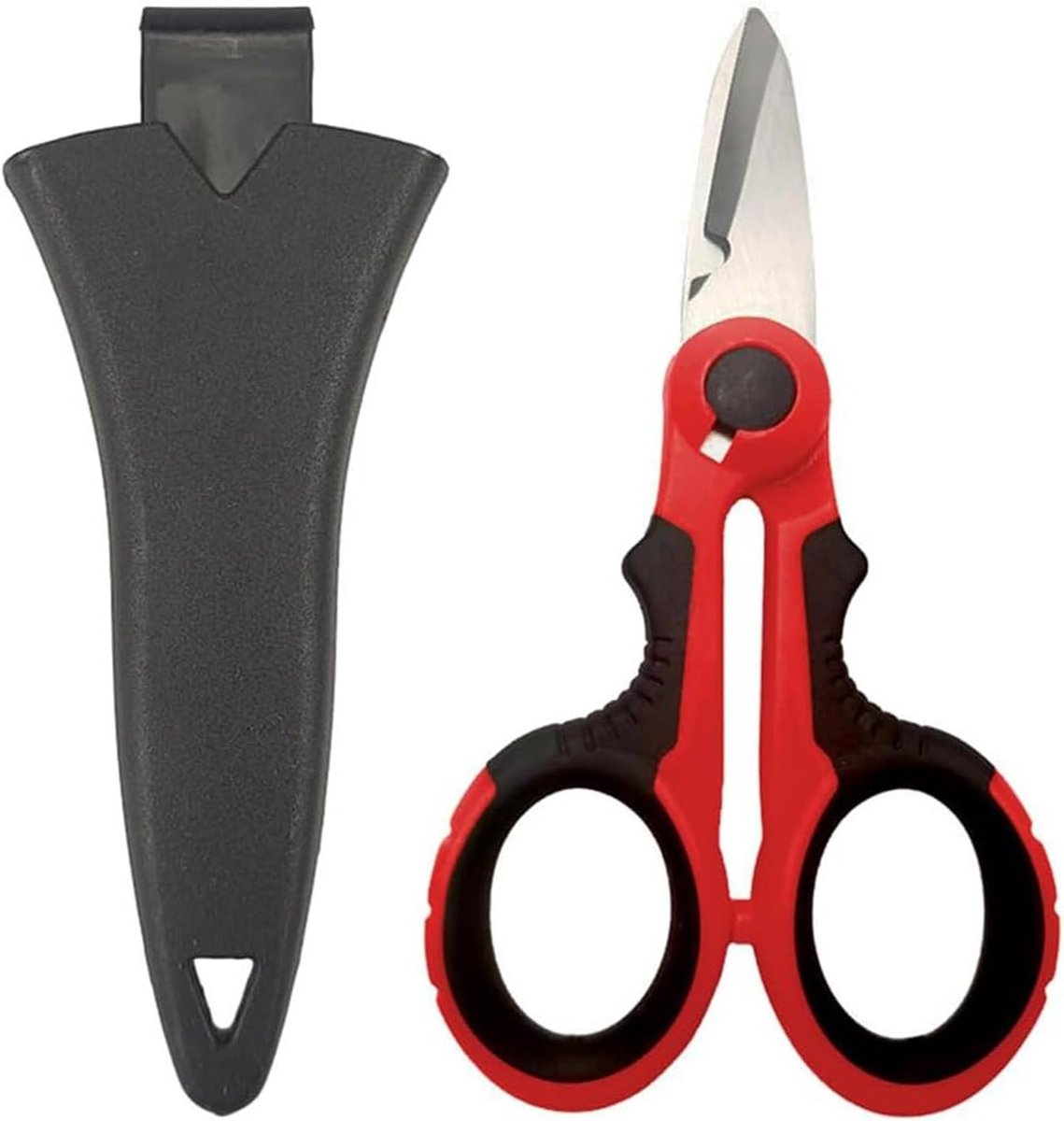 Elektrische Scharen met Beschermhoes, Antislip Handvat en Zachte Rubber Grip voor Visserslijn en Draadgaas (Rood)