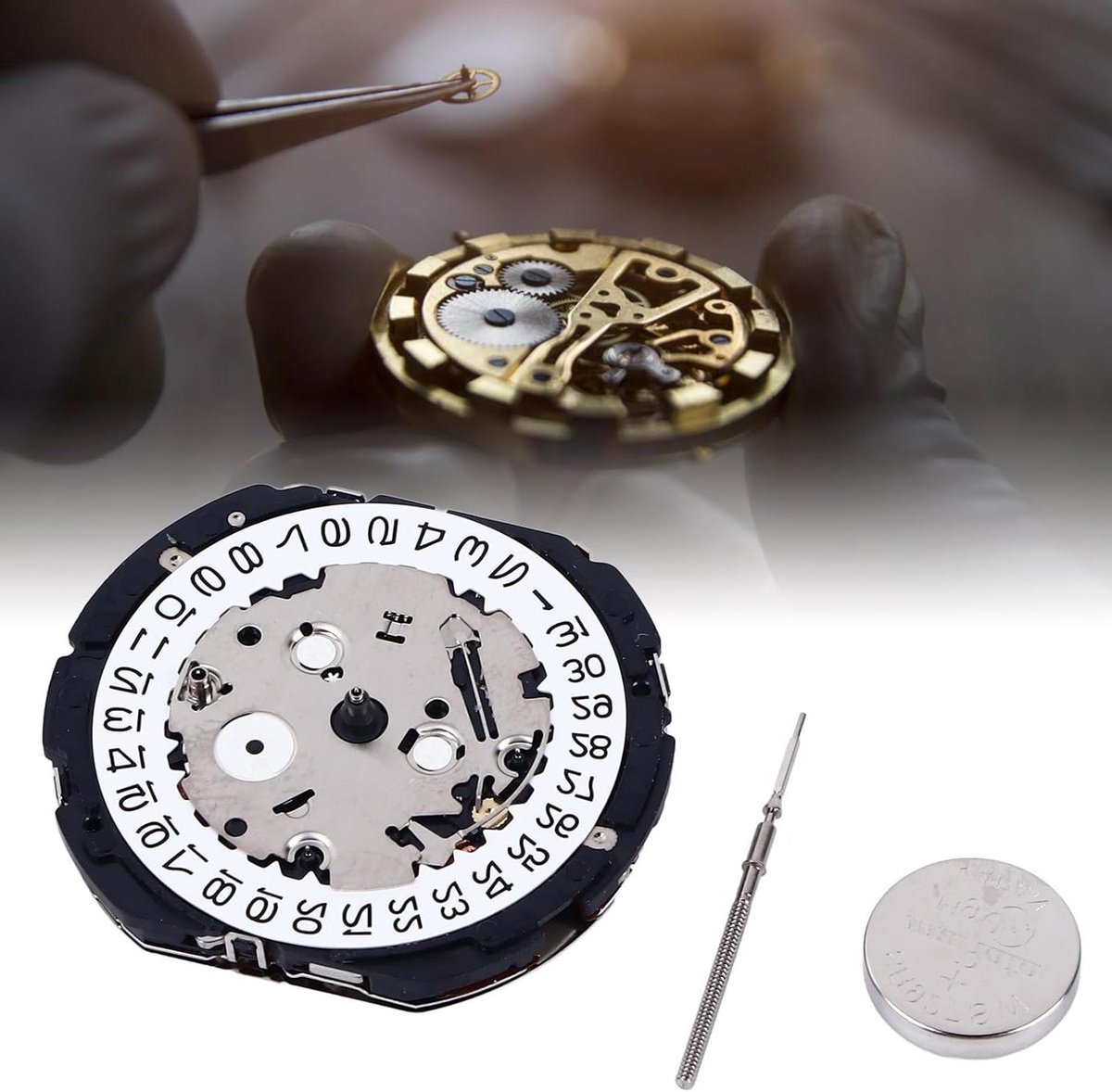 Uurwerk Vervanging - Horloge Onderdeel - Horloge Reparatie - Met Batterij Inbegrepen - 10 x 5 x 2 cm - Zilverkleurig
