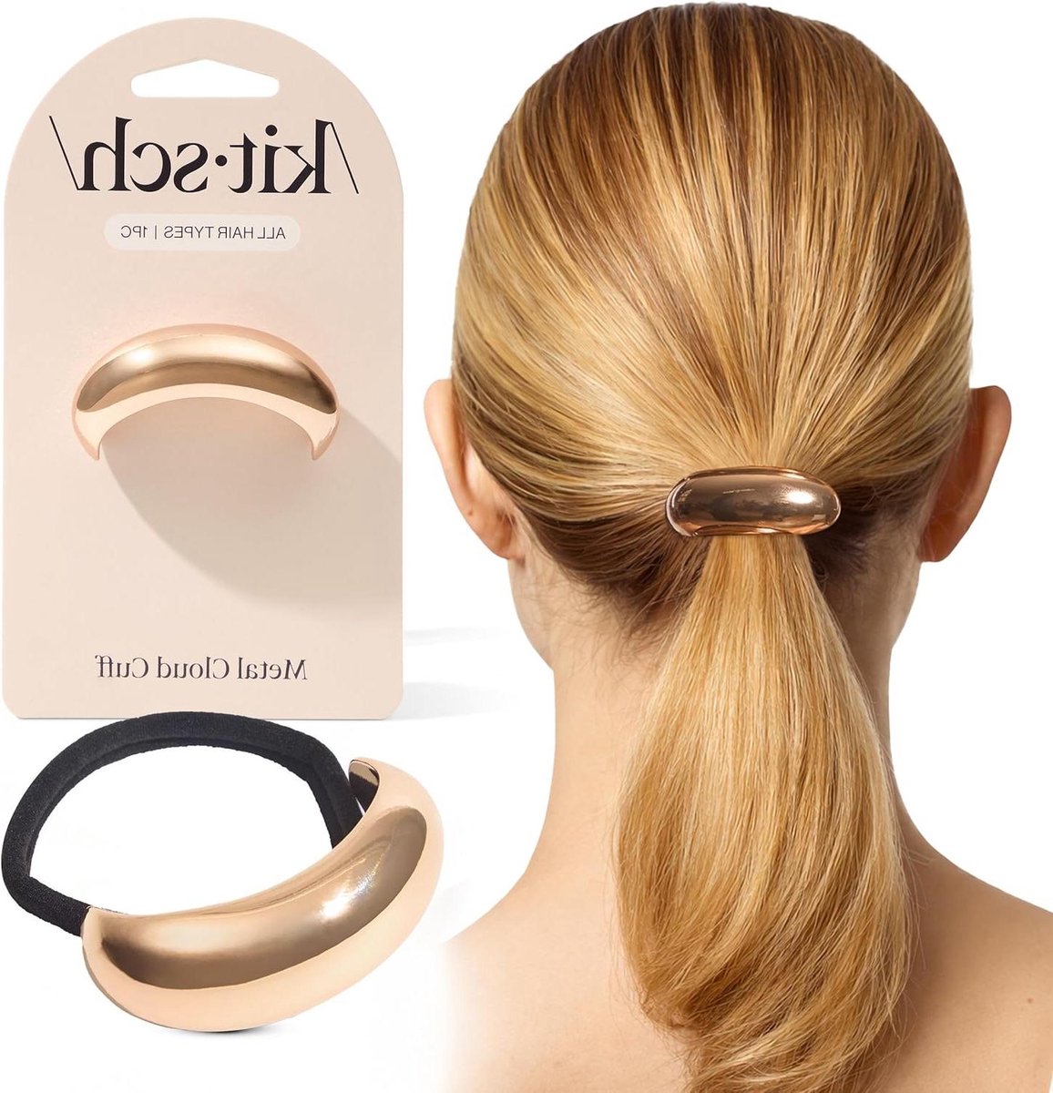 Haarcuff Goud - Paardenstaart Houder - Haar Stylen - Met Ingebouwde Elastiek - Medium - Goud